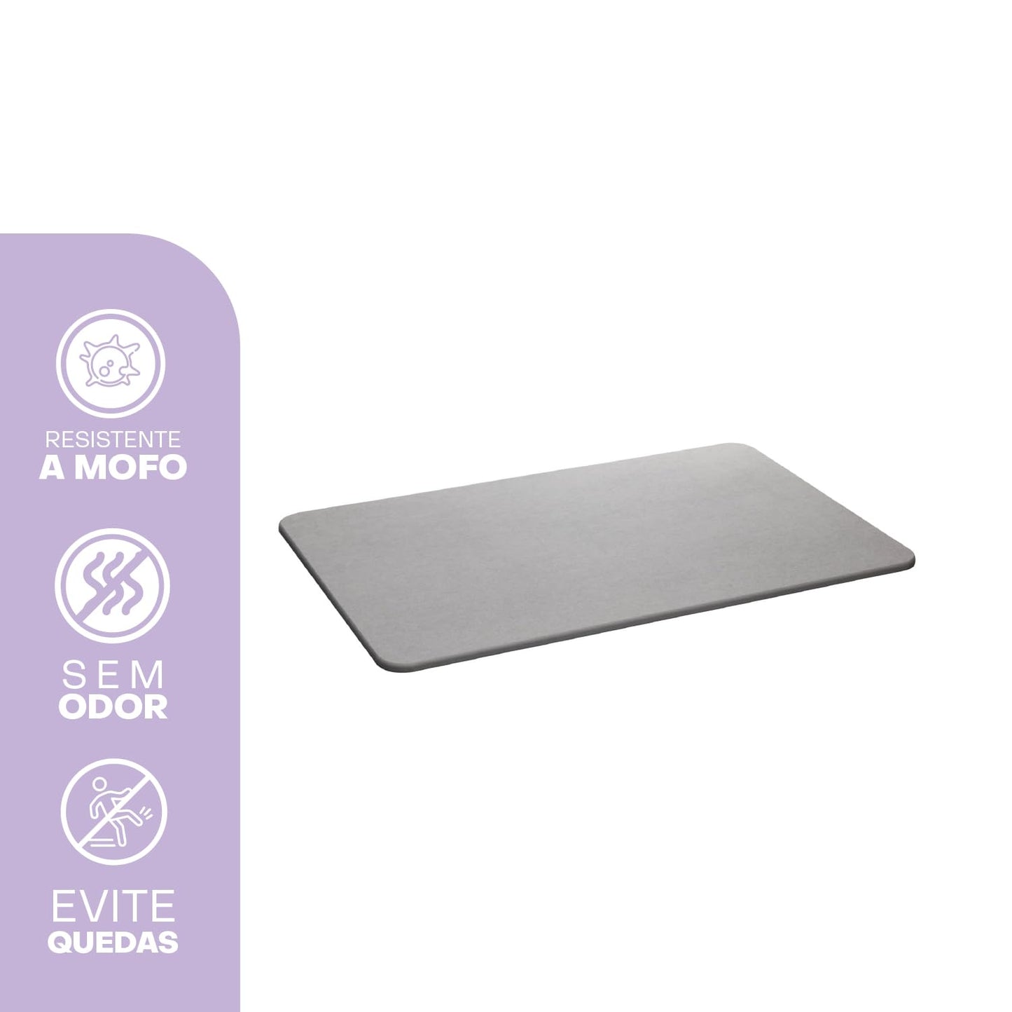 Lyor Stone Bath Mat Diatomaceous Earth – Quick Dry Bathroom Shower Mat, Super Absorbent Non Slip Diatomite Bath Mat, Water Absorbing Stone Mat for Bathroom Floor, Kitchen – Gray, 23.6 x 15.4 in