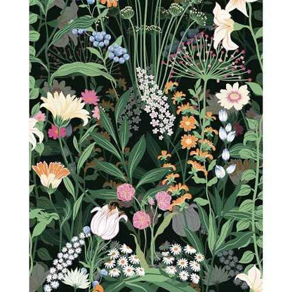 Tomete Boho Vintage Peel and Stick Wallpaper, Floral Wallpaper, Dark Green Black Flower Contact Paper for Cabinets and Drawers, Retro Renter Friendly Sticker, Waterproof, Self Adhesive, Removable