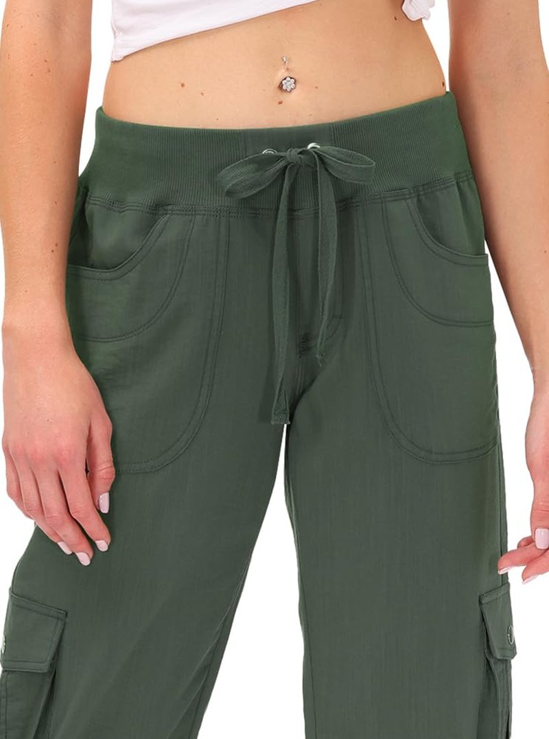 Womens Hiking Cargo Shorts Dry Fit Stretch Athletic Shorts with Pockets Army Green X-Small