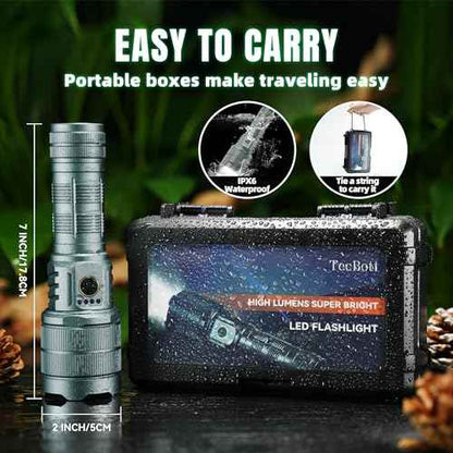 Flashlights High Lumens 990000 LED Rechargeable Tactical Flashlight Zoomable 3 Modes Fast Charging IPX6 Waterproof Super Bright Handheld Flashlights for Camping Hiking Outdoor and Gift