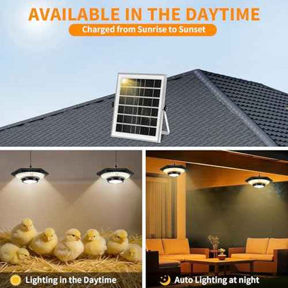Solar Shed Light, Solar Hanging Pendant Lights with Remote Control Outdoor Indoor for Chicken Coops Sheds Barns
