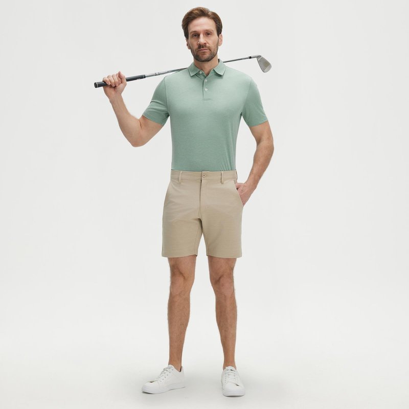 M MAELREG Mens Polo Shirt Comfortable Performance for Sports Casual UPF 30+ Sun Protection Mens Polo Shirts Short Sleeve Grey Green