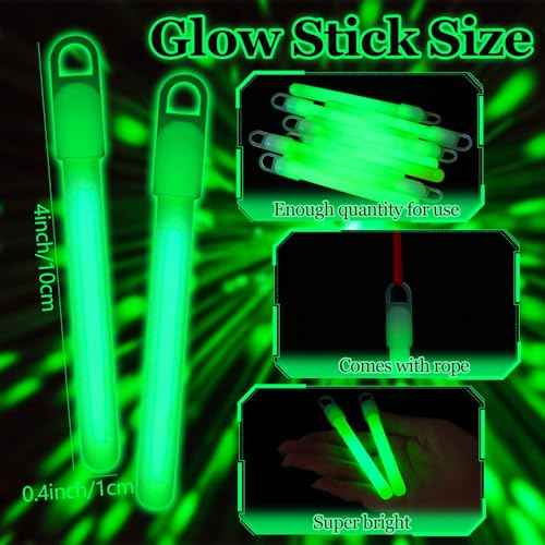 150 Pcs Green Glow Sticks Bulk 4 Inch Emergency Bright Light Sticks with Lanyard Fishing Glow Sticks 12 Hours Duration Camping Glow Sticks for Rave Easter Halloween Christmas New Year Concert Decor