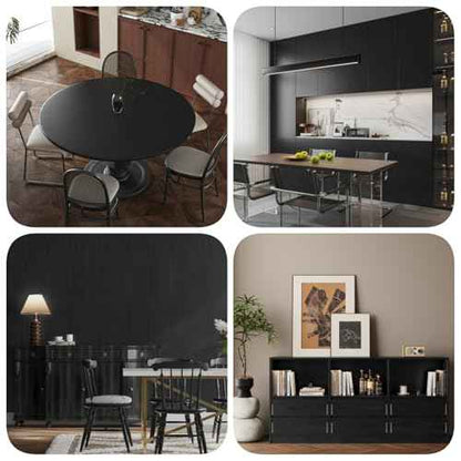 Abyssaly Black Wood Peel and Stick Wallpaper Decorative Self-Adhesive Contact Paper Film for Furniture Real Wood Contact Paper for Cabinets and Drawers Easy to Clean17.71" X 78.7"
