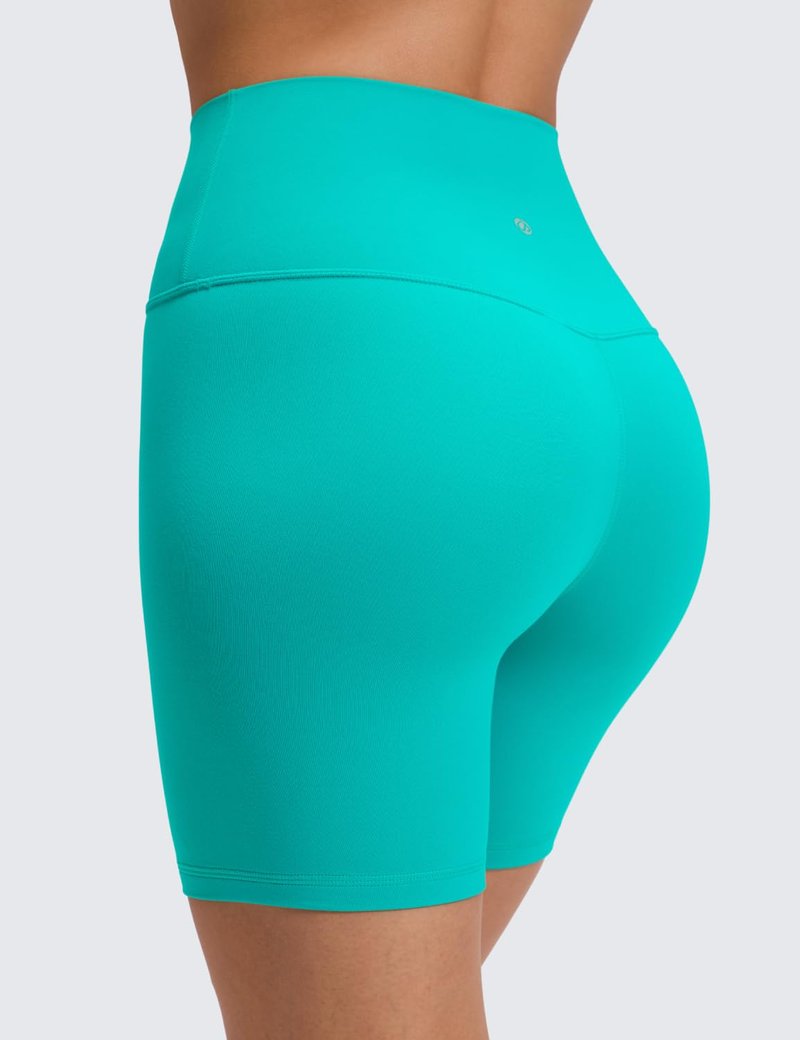 CRZ YOGA ButterLuxe Biker Shorts 6" - High Waisted Workout Running Volleyball Spandex Yoga Womens Tropics Teal Small