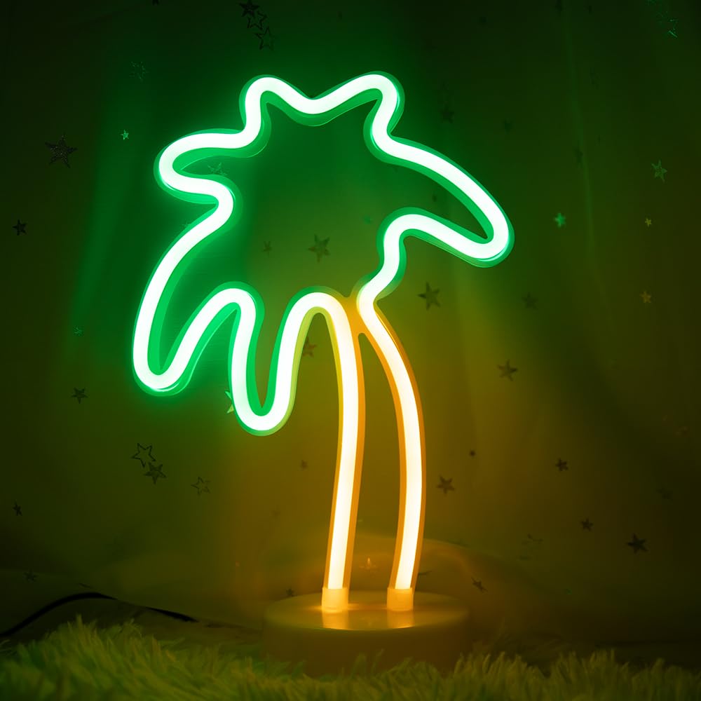 VOCAON Green Palm Tree Decoration Neon Signs Light Wall Decor USB/Battery Powered Neon Lights for Bedroom Girls Kids Birthday Party Christmas Palm Tree Neon Sign(Palm Tree)