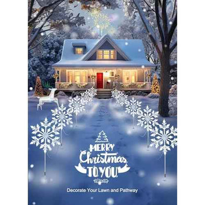 Brightown Snowflake Lights Outdoor, 10 Large Snowflake Christmas Pathway Lights, Christmas Decorations Outside Yard Sidewalk Walkway Driveway Marker Stake, White