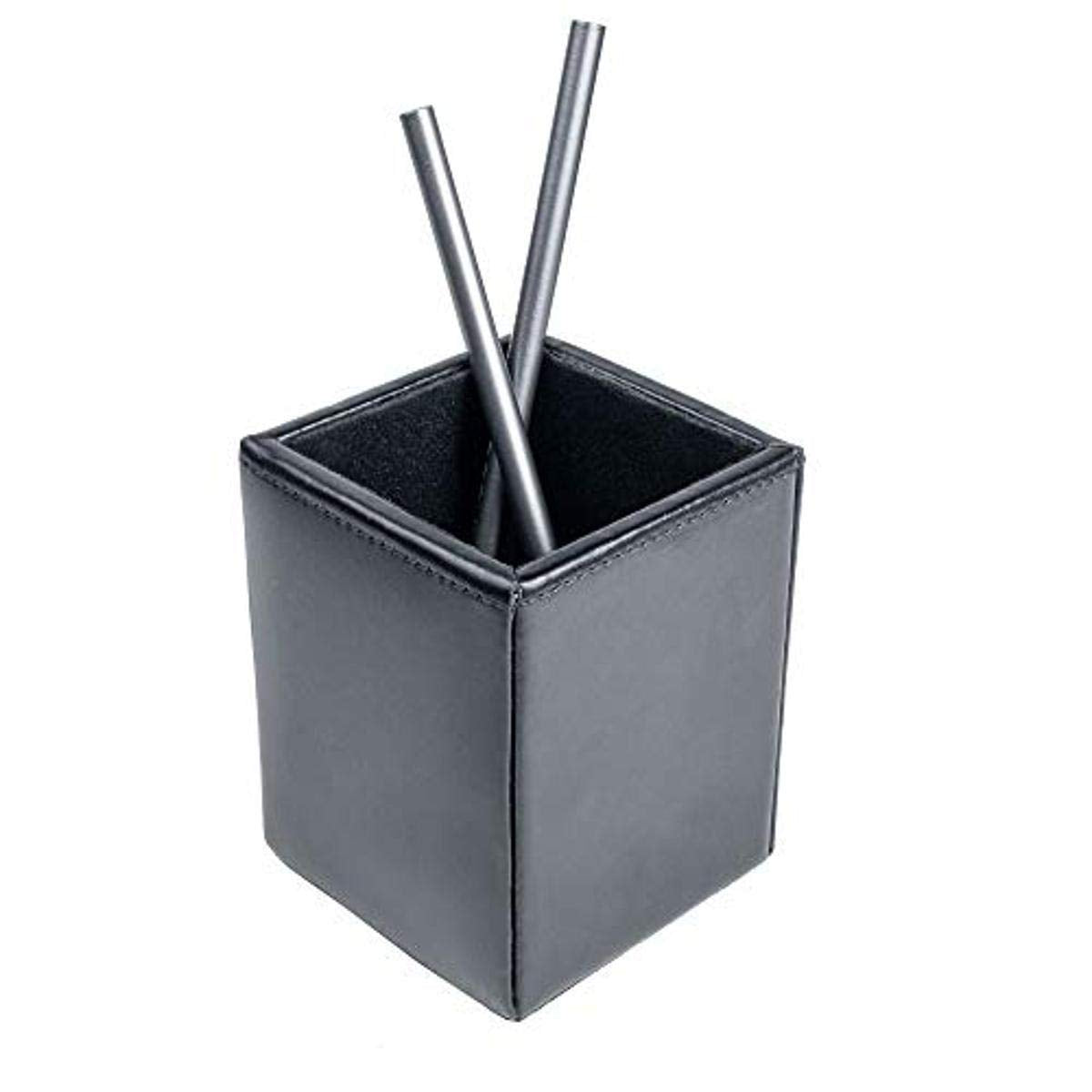 Dacasso Pencil Cup, Luxury Black Bonded Leather - Executive Decor and Elegant Organizer