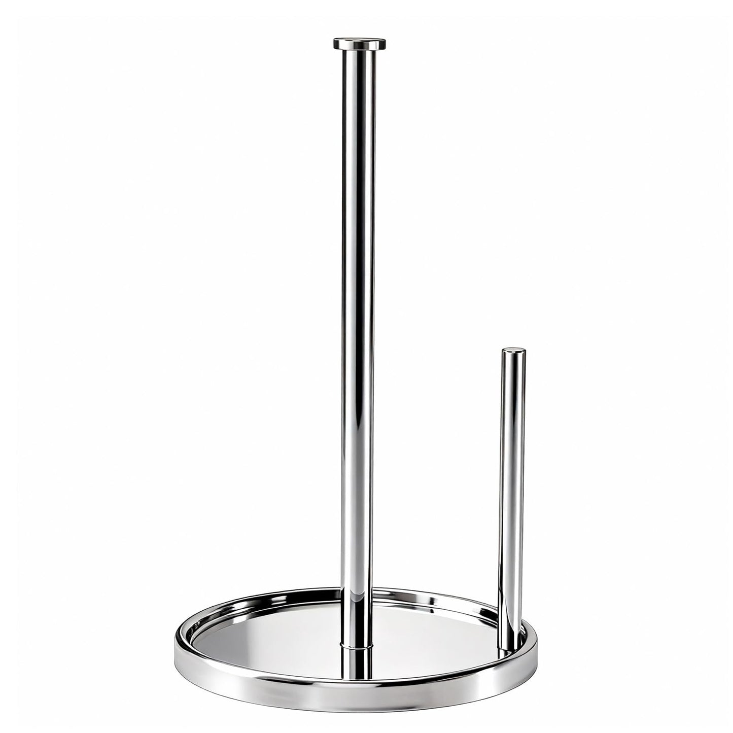 Paper Towel Holder Countertop, Standing Paper Roll Holder with Anti Slip Weighted Base, Stainless Steel Freestanding Paper Towel Holder for Kitchen, Chrome