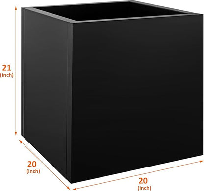 Steel Planter Box 20"x20"x21", Metal Square Planter Box Indoor&Outdoor, Galvanized Steel Rectangular Planter Box for Commercial and Residential Use fit Patio,Porch, Yard, Garden
