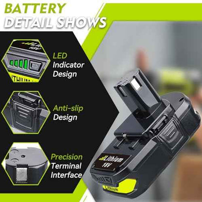 3.6Ah 2Pack Lithium P102 Replacement for Ryobi 18V Battery and Charger Combo Compatible with Ryobi Battery and Charger P117B with Dual USB P102 P103 P189 P190 P109 P122 Cordless Tool Batteries