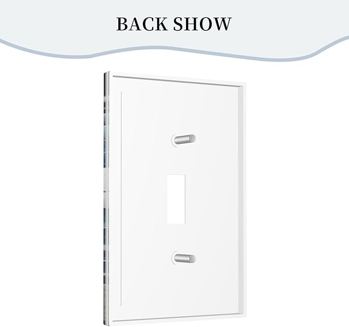 White Blue Flower Peonies Light Switch Covers 1 Gang Single Toggle Wall Plate Decorative Switchcover Electrical Switchplate for Country Living Decor