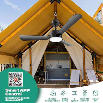 Ceiling Fans with Lights,36" LED Fan Light Hanging with Hook,Plug in Ceiling Fan Light,Hook Type Ceiling Fan,40W,3000-6500k,Remote Control,Portable Fan for Camping Bed,Patios,(Black)