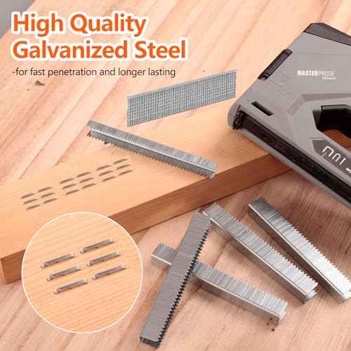 Heavy Duty T50 Staples 1450-Count 5 Sizes Includes: 5/16",3/8",1/2",9/16" Staples+5/8" Brad Nails, 20 Gauge Galvanized Assorted Size Project Pack