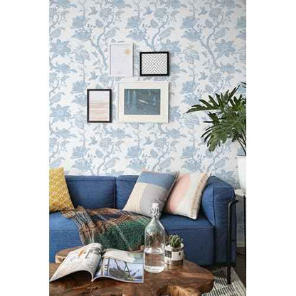 Boho Blue Peel and Stick Wallpaper Wall Paper Modern Contact Paper Boho Bedroom Bathroom Wallpaper Peel and Stick Blue and White Removable Self-Adhesive Wall Decor Vinyl Roll 17.3" x 118"