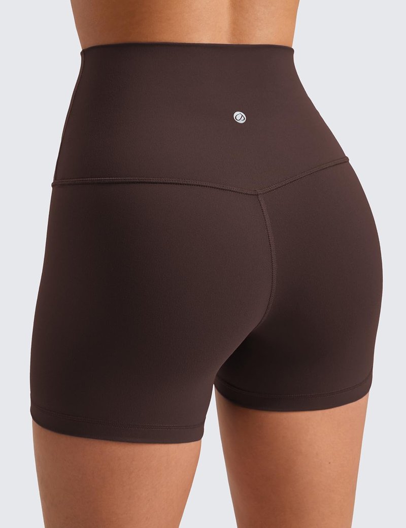 CRZ YOGA Butterluxe Biker Shorts 4'' - High Waisted Booty Workout Volleyball Yoga Womens Spandex Hot Fudge Brown XX-Small