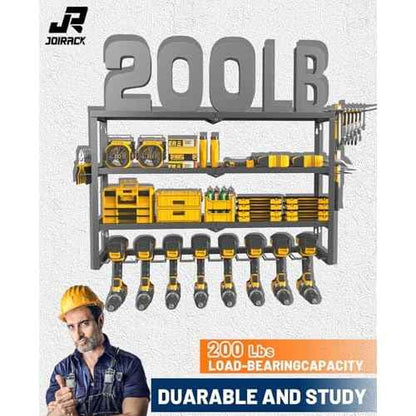 Power Tool Organizer Wall Mount,8 Drill Holders,Tool Organizers Power Tool & Drills Storage Rack Tool Shelf in Garage Workshop for Father's Day Husband Men's Gift (4Tiers, 8 Drill Holder)