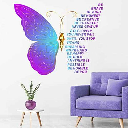 Epakh Butterfly Inspirational Quotes Wall Decals Vinyl Peel and Stick Wall Art Stickers Large Removable Motivational Positive Saying Decals for Women Nursery Bedroom Living Room Kitchen Office Home