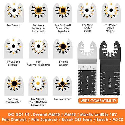 8Pcs Oscillating Saw Tool Blades Set Bi-metal Stainless Steel Multitool Blades Kit Quick Release Oscillating Blades Precise Cutting Saw Blades with 3 Gaskets for Wood Plastic Cutting(8pcs)