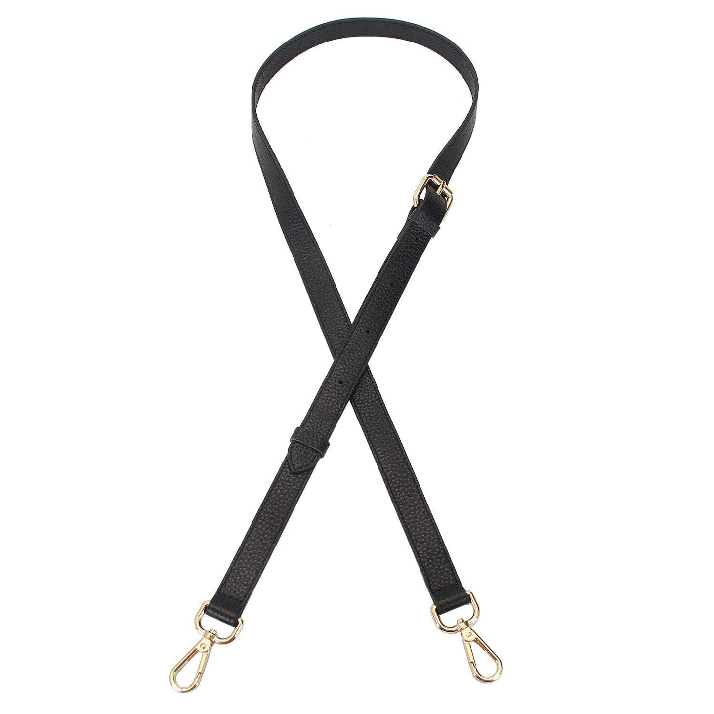 LIVE UP Full Grain Leather Adjustable Replacement Cross Body Purse Shoulder Strap Handbag Bag Wallet, 2/3” Wide (Black)