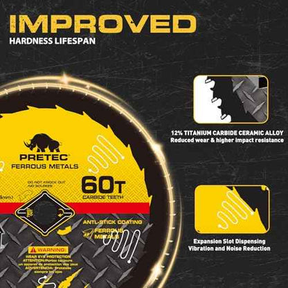 12BLADEST Blade for Cutting Mild Steel with 1" Arbor, for Circular and Chop Saws, No Heat, No Burrs & Virtually No Sparks, Carbide-Tipped TCT Blade for Cold Metal Cutting,12-Inch x 60-Tooth