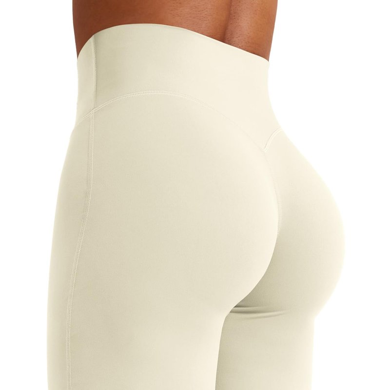YEOREO Workout Leggings Womens No Front Seam Straight Leggings 33" Thin Fleece High Waist Buttery Eddiy Gym Yoga Pants Apricot White XL