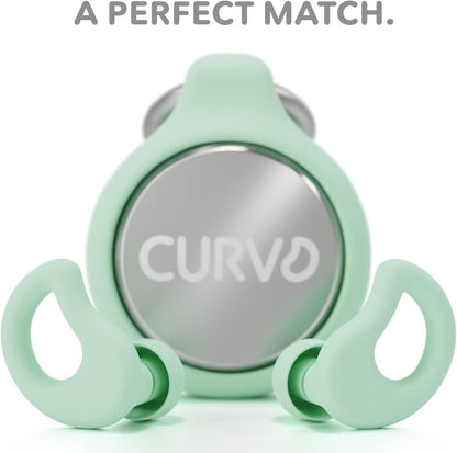 CURVD Everyday Earplugs + Case Clip Bundle, the Perfect earplug for Sleep, Travel, Noise Sensitivity/canceling + Case Clip Package Portable Waterproof Container & Silicone Sleeve for Ear Plugs(Mint)