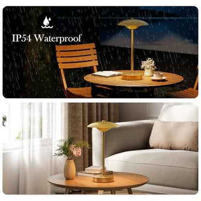 2 Pack Cordless Table Lamps, Rechargeable Battery Powered Lighting, Indoor/Outdoor Table Lamps for Patio Restaurant Home Dinner Dining Kitchen Bar Night Light Balcony,Waterproof & Wireless(Gold)