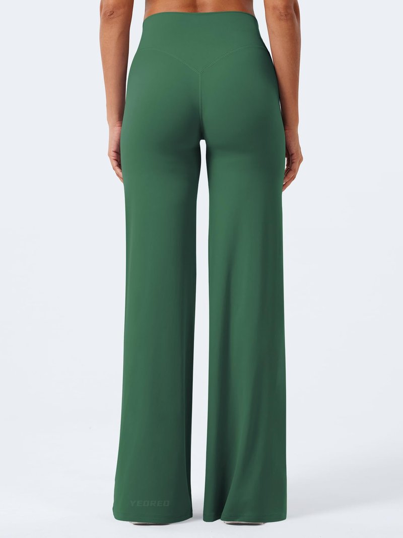 YEOREO Workout Leggings Womens No Front Seam Straight Leggings 35" High Waist Buttery Eddiy Gym Yoga Pants Dark Green XL