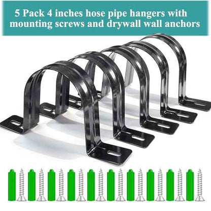 Dust Collection Hose and Pipe Holder Adjustable Hangers Bracket, Don¡¯t Broken Like Plastic After Long Time, Durable Spray Iron, 5 PCS (Black, 4 Inch)