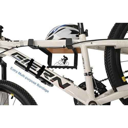 Bike Rack Wall Mount with Shelf and 8 Hooks Offer Horizontal Indoor Bike Storage for Sheds Garages. Wooden Bike Rack Bracket for Road, Mountain, Travel Bicycles, Maximizing Space