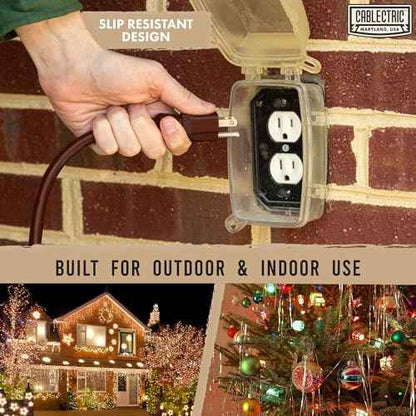 Brown 100' Extension Cord, 16/3 Heavy Duty Cable with 3 Prong Grounded Plug for Safety, 15 AMP for Garden, Lawn, Tools & Major Appliances, 100' Outdoor Extension Cord 3 Prong