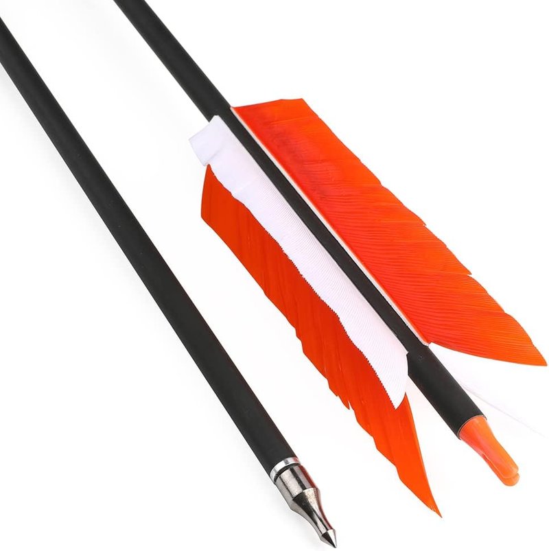 30 Inch Carbon Archery Arrows - 6/12 Pcs Flu Flu Target Practice with 100 Grain Judo Heads | Spine 500