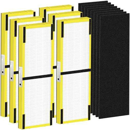 FLT4825 HEPA Filter B Replacement Compatible with G-Guardian Air Purifiers AC4825 AC4825E AC4825W AC4300 AC4800 AC4900 AC4850,6 H13 True HEPA Filters+8 Carbon Pre-Filters