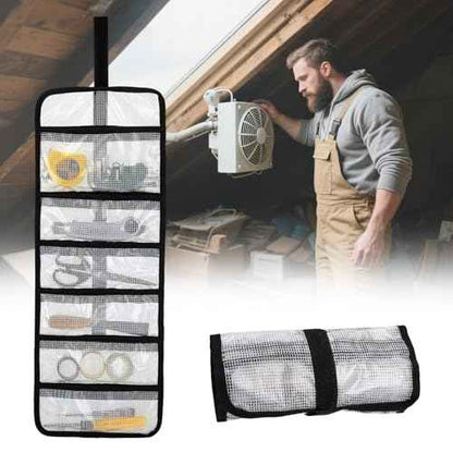 Small Roll Up Storage Bag, 6 Pockets Roll Up Tool Kit, Suitable for Mechanics, Kitchen Storage, Art Sketching, Travelling, Potter's Tools, Office Objects, Transparent and Visible, Space-saving 4 Pack