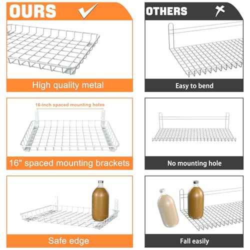 TORACK 2-Pack 12x18 inch Wall-Mounted Shelves, Garage Wall Shelf for Closet & Laundry Room, Heavy-Duty Floating Shelves Hold Up to 60 lbs(White)