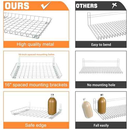 TORACK 2-Pack 12x18 inch Wall-Mounted Shelves, Garage Wall Shelf for Closet & Laundry Room, Heavy-Duty Floating Shelves Hold Up to 60 lbs(White)