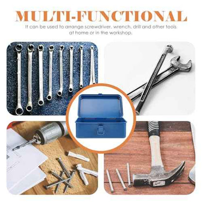 UPKOCH Blue Iron Mechanics Tool Box Container - Portable Car Case, Trunk Tool Storage Organizer for Home, Garage, Workshop - 7.48 X 4.72 X 3.07 Inches