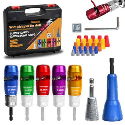Luckyway Wire Stripper for Drill with Professional Electrician Wire Stripping and Twisting Tool, Wire Twister Tool for Drill, Quick Change Connector and Wire stripping Faster (Colorful, 5 PCS 6-14AWG)
