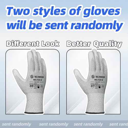 Schwer 12 Pairs ANSI A6 Cut Resistant Gloves CR7120 Cut Proof Work Gloves, Touchscreen, for Men and Women Used for Woodworking, Glass Cutting, Construction, Cargo Handling, Car Repair, L