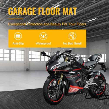 4x6 FT Garage Floor Mat, 2.8mm Thickened Flooring Roll Diamond Plate PVC Rubber Trailer Mat, Non-Slip Floor Mat for Garage, Warehouse, Gyms, Boats, Pickup Truck, Black