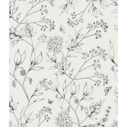 Safiyya Peel and Stick Wallpaper Black and White Floral Contact Paper Peel and Stick 17.3"x 78.7" Wall Paper Self Adhesive Removable Wallpaper for Bedroom Bathroom Vinyl Roll
