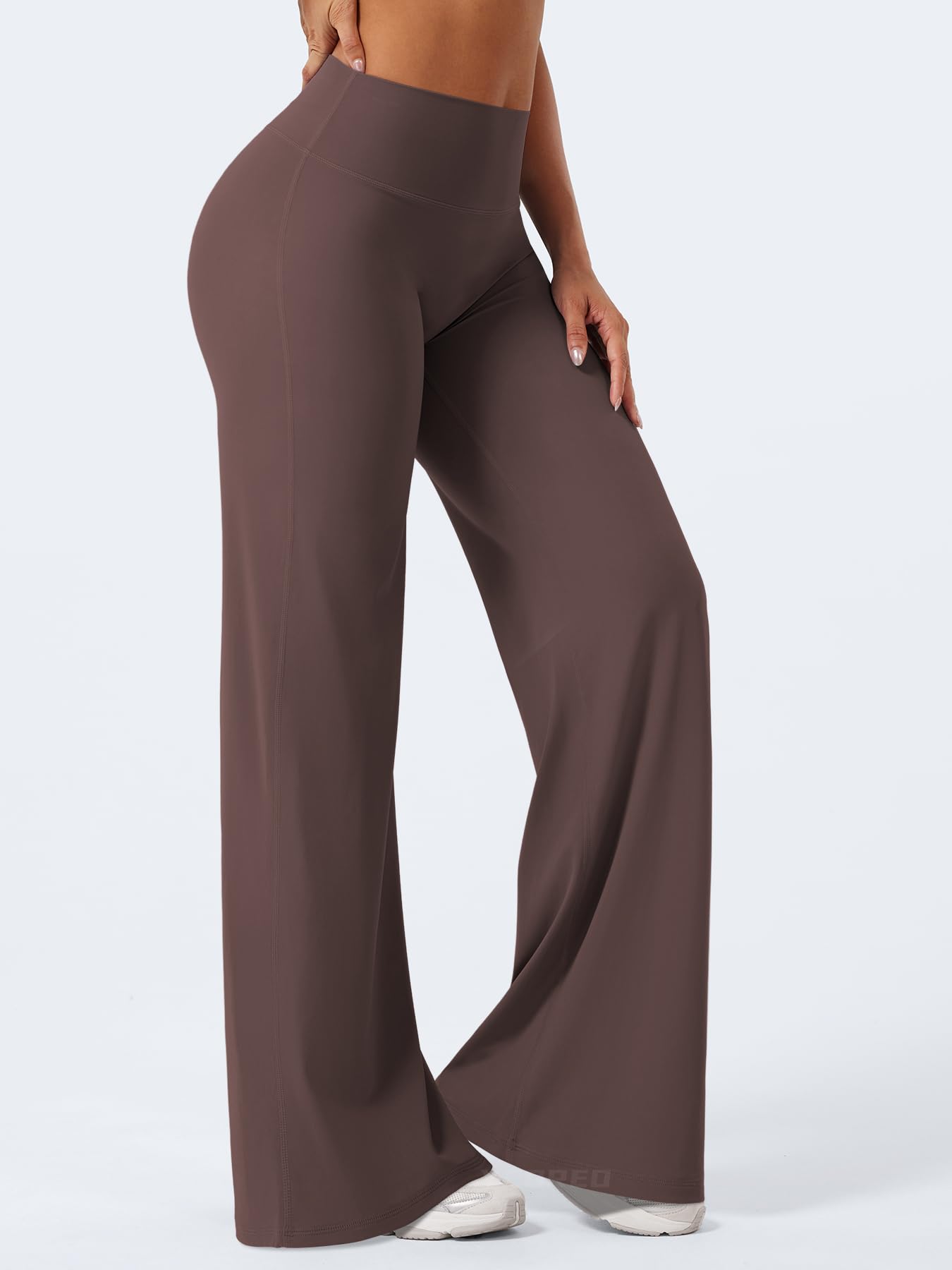 YEOREO Workout Leggings Womens No Front Seam Straight Leggings 35" High Waist Buttery Eddiy Gym Yoga Pants Plum Brown XS