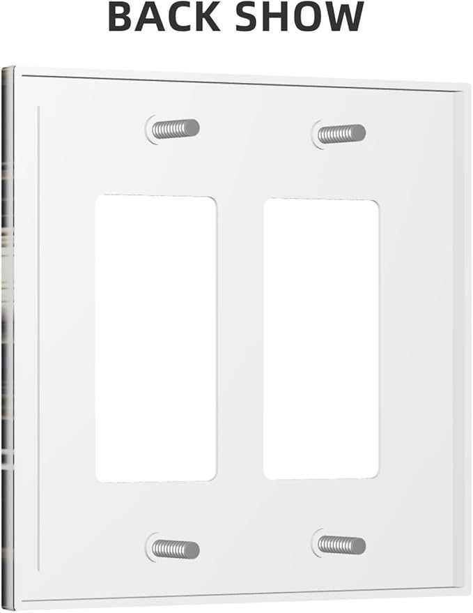 White Gold Blue Flower Dual Outlet Covers Wall Plate 2 Gang Rocker Decora Decorative Switchplate Electrical Faceplate GFCI Light Switch Covers for Farmhouse Living Decor