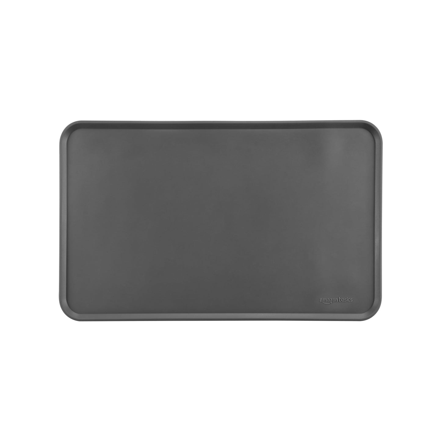 Amazon Basics Waterproof Non-Slip Silicone Pet Feeding Mat with Raised Edges, Prevents Spills, Easy to Clean, Protects Floors for Cat & Dog Food and Water Bowls, 18.5 x 11.5 Inches, Gray