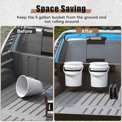 lesolar 5 Gallon Bucket Holder for E Track, Heavy Duty Wall Mounted Bucket Hanger E Track Accessories, Metal Water Buckets Organizer for Enclosed Trailer, Workshop and Garage