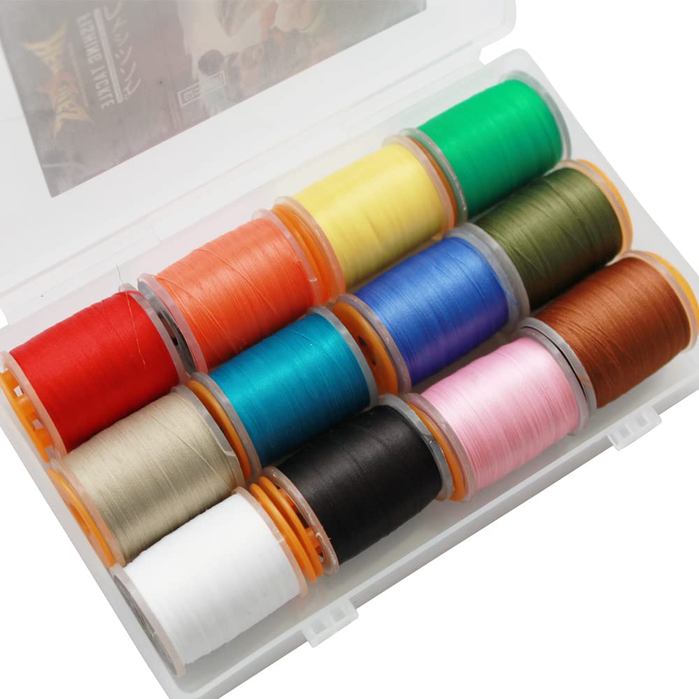 HERCULES 140D Fly Tying Thread 12 Colors Non Waxed Fly Tying Wires Materials Kits Fly Tying Tieing Supplies for Dry Wet Flies (12 Colors)