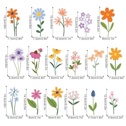 Wild Flower Wall Decals - Peel and Stick Removable Floral Wall Stickers for Nursery, Bedroom, Living Room Decor (8 Sheets 102 Pcs Wildflower Mural Art, Garden Theme)