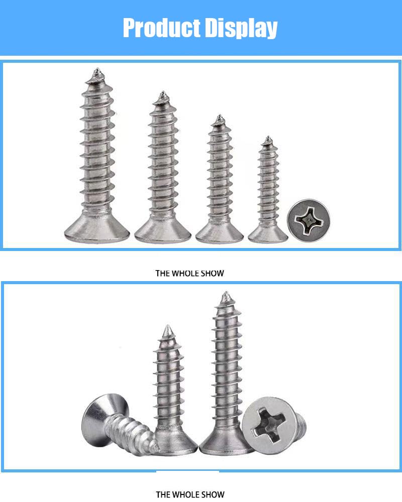 800 Pieces Self Tapping Screw, M2 Carbon Steel Nickel-Plated Cross Countersunk Head Self Tapping Screw Combination Set