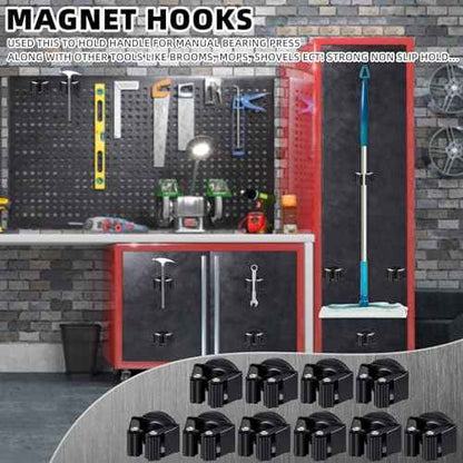 10 Pcs Magnetic Mop Broom Holder Movable Magnetic Broom Holder Rack, Anti Slip Wall Mounted Utility for Cleaning Tools, Garage, Kitchen, Laundry, Garden (Black)
